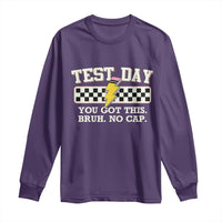 Funny Test Day You Got This Bruh No Cap Long Sleeve Shirt Teacher Pencil Lightning Bolt