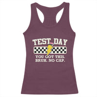 Funny Test Day You Got This Bruh No Cap Racerback Tank Top Teacher Pencil Lightning Bolt