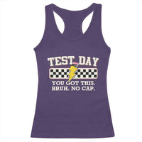 Funny Test Day You Got This Bruh No Cap Racerback Tank Top Teacher Pencil Lightning Bolt