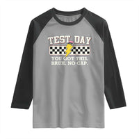 Funny Test Day You Got This Bruh No Cap Raglan Shirt Teacher Pencil Lightning Bolt