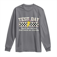 Funny Test Day You'll Eat The Test And Leave No Crumbs Long Sleeve Shirt Teacher Pencil Lightning Bolt