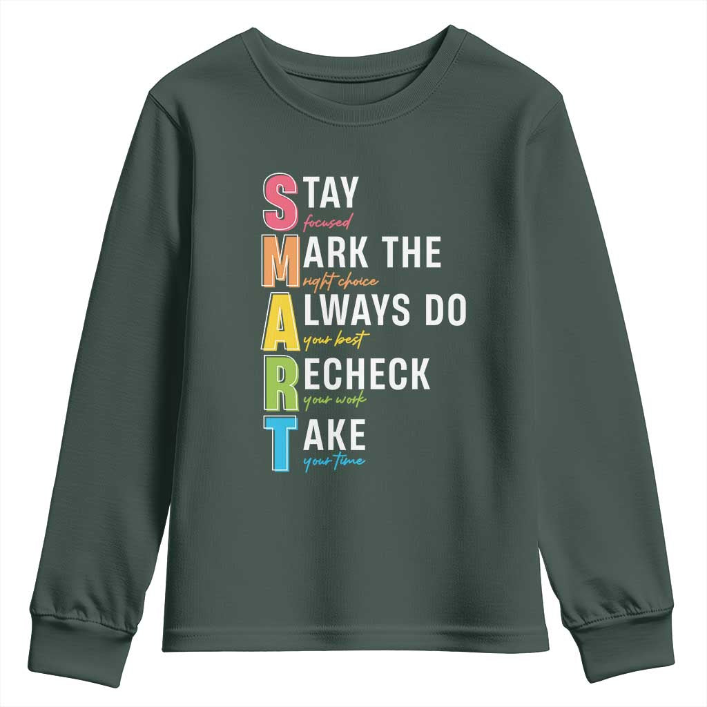 SMART Stay Focused Mark The Right Choice Youth Sweatshirt Test Day Teacher