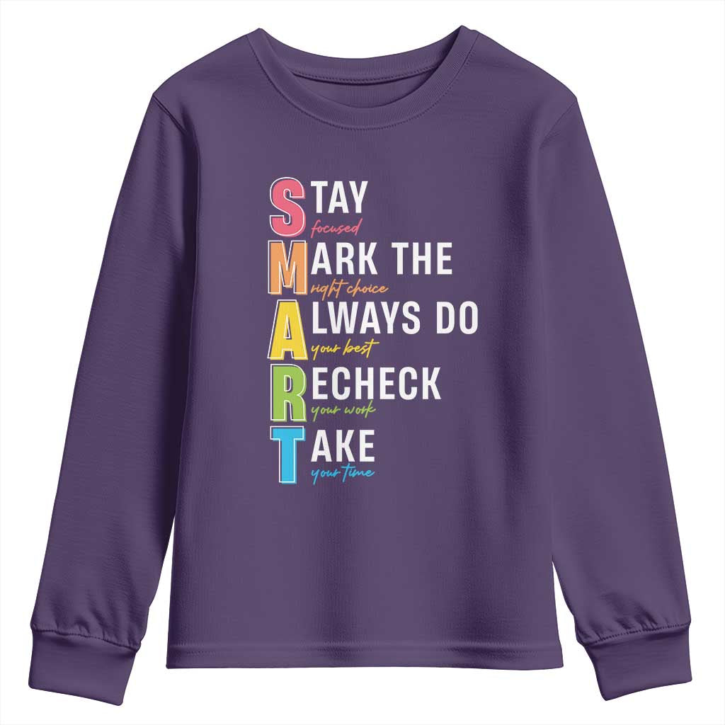 SMART Stay Focused Mark The Right Choice Youth Sweatshirt Test Day Teacher