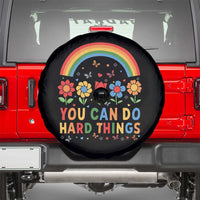Funny You Can Do Hard Things Spare Tire Cover Motivational Quote Flowers Rainbow