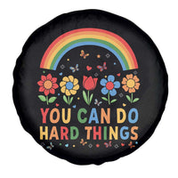 Funny You Can Do Hard Things Spare Tire Cover Motivational Quote Flowers Rainbow