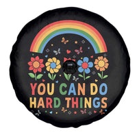 Funny You Can Do Hard Things Spare Tire Cover Motivational Quote Flowers Rainbow