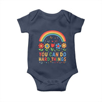 Funny You Can Do Hard Things Baby Onesie Motivational Quote Flowers Rainbow