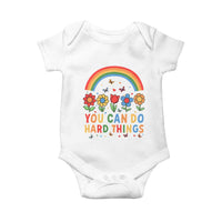 Funny You Can Do Hard Things Baby Onesie Motivational Quote Flowers Rainbow