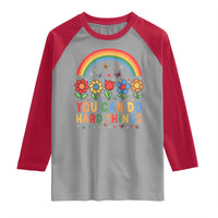 Funny You Can Do Hard Things Raglan Shirt Motivational Quote Flowers Rainbow