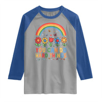 Funny You Can Do Hard Things Raglan Shirt Motivational Quote Flowers Rainbow