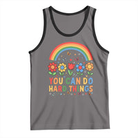 Funny You Can Do Hard Things Tank Top Motivational Quote Flowers Rainbow