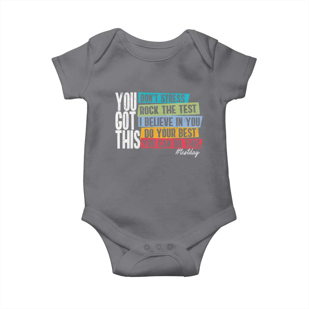 Funny Test Day You Got This Baby Onesie Don't Stress Rock The Test Teacher Testing Day