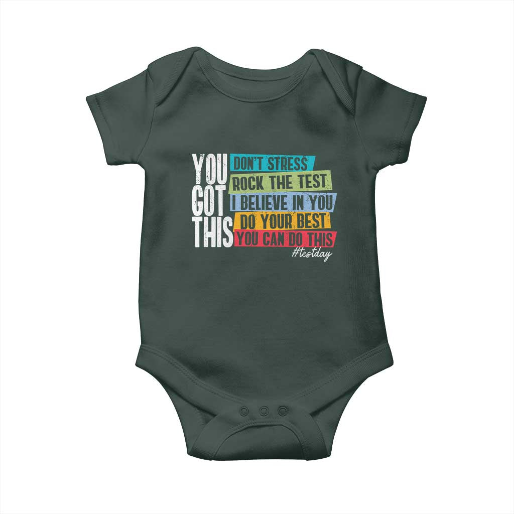 Funny Test Day You Got This Baby Onesie Don't Stress Rock The Test Teacher Testing Day
