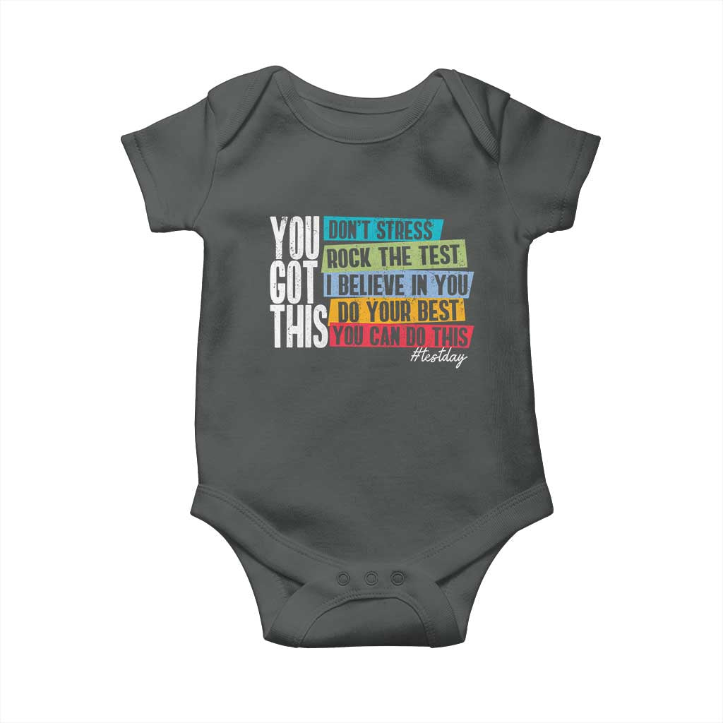 Funny Test Day You Got This Baby Onesie Don't Stress Rock The Test Teacher Testing Day