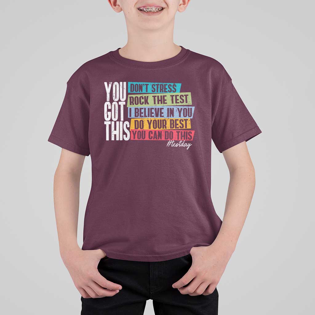 Funny Test Day You Got This T Shirt For Kid Don't Stress Rock The Test Teacher Testing Day