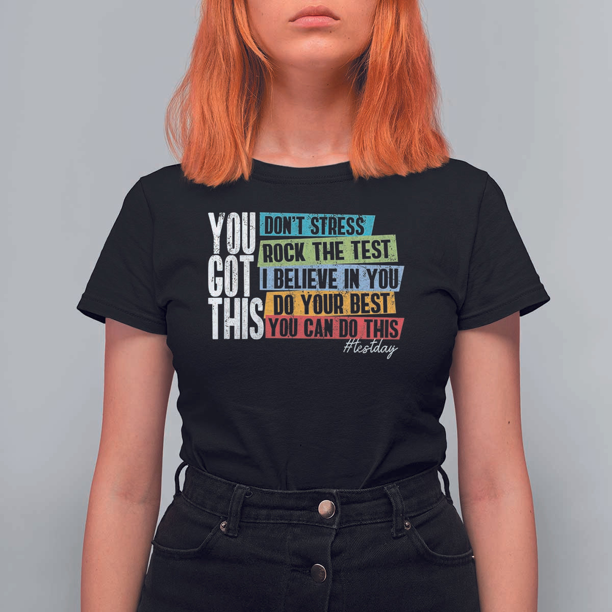 Funny Test Day You Got This T Shirt For Women Don't Stress Rock The Test Teacher Testing Day
