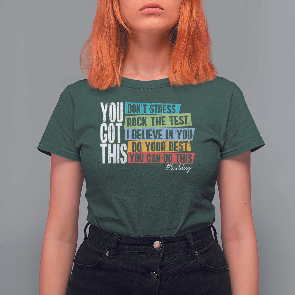 Funny Test Day You Got This T Shirt For Women Don't Stress Rock The Test Teacher Testing Day