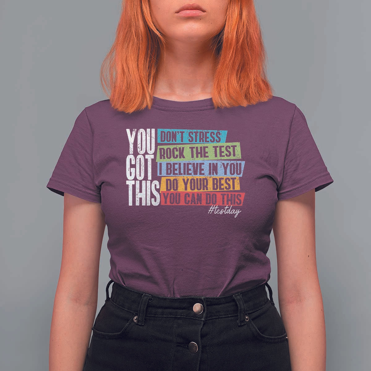 Funny Test Day You Got This T Shirt For Women Don't Stress Rock The Test Teacher Testing Day