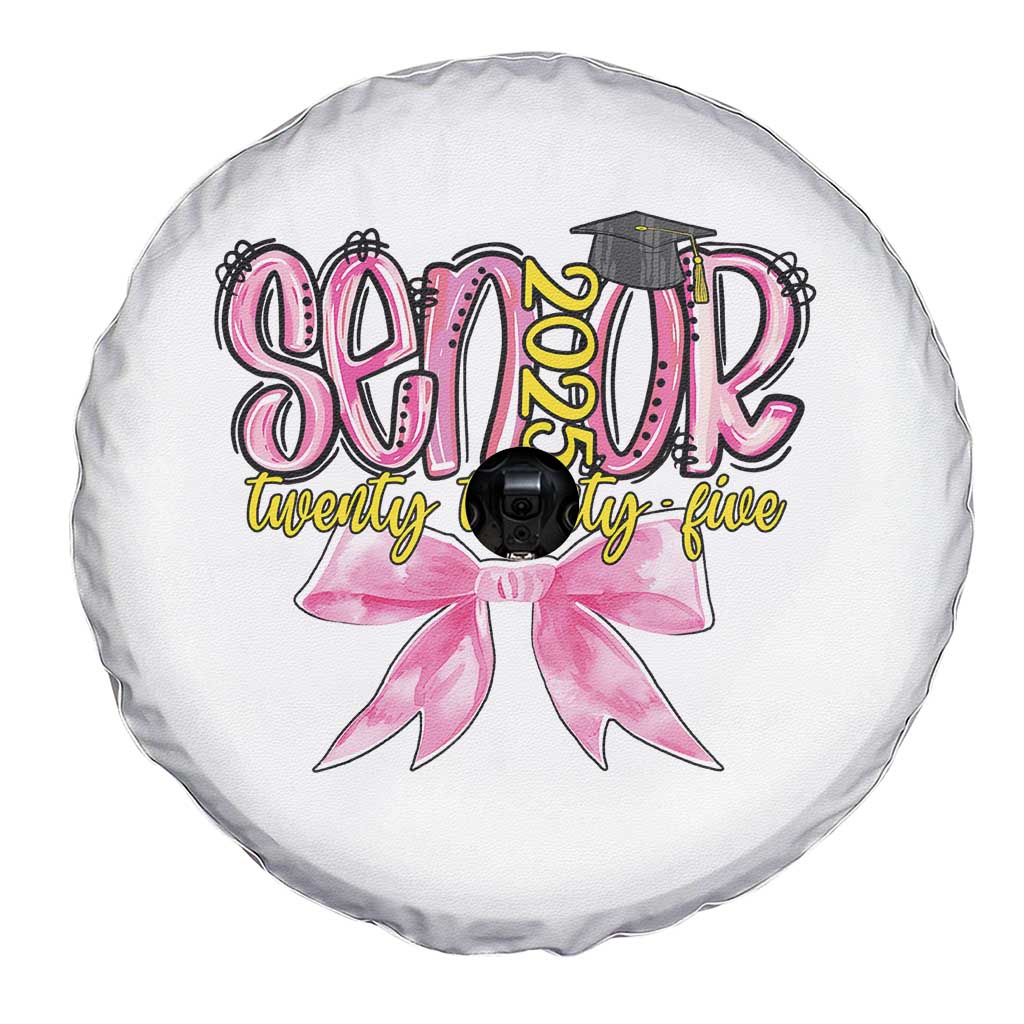 Funny Senior EST 2025 Graduation Spare Tire Cover Twenty Twenty Five Pink Bow