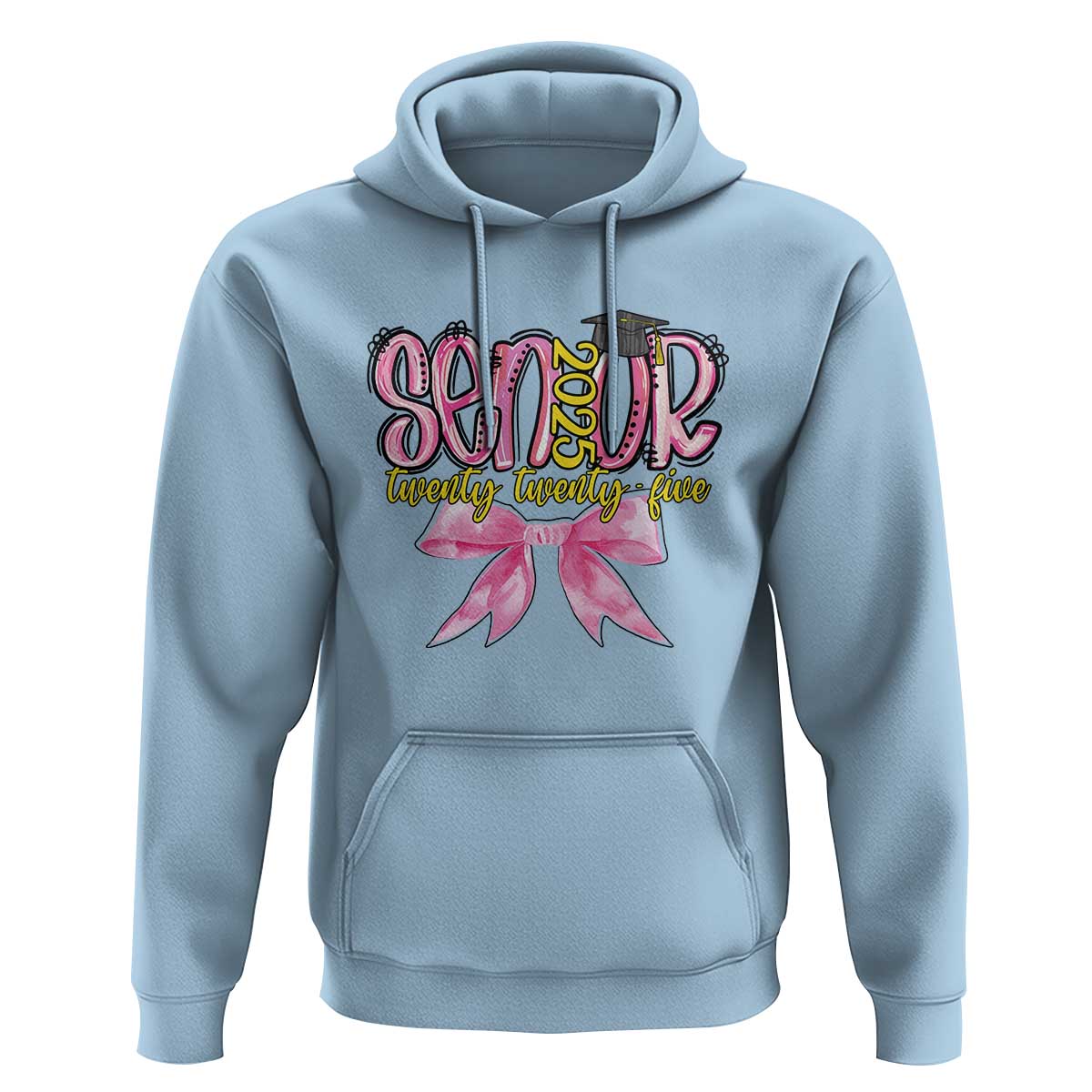 Funny Senior EST 2025 Graduation Hoodie Twenty Twenty Five Pink Bow