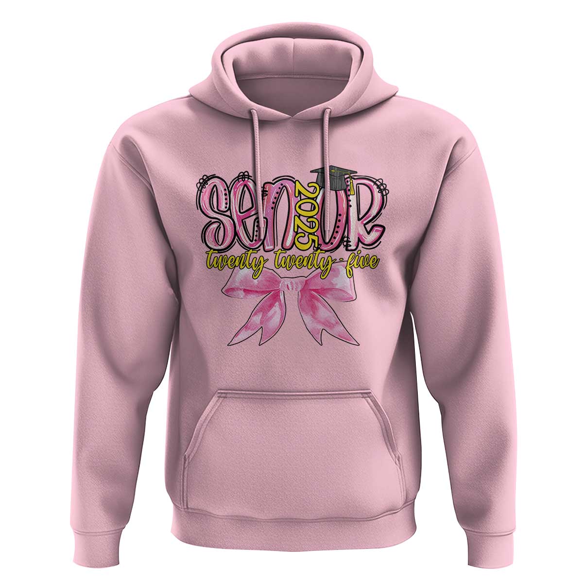 Funny Senior EST 2025 Graduation Hoodie Twenty Twenty Five Pink Bow