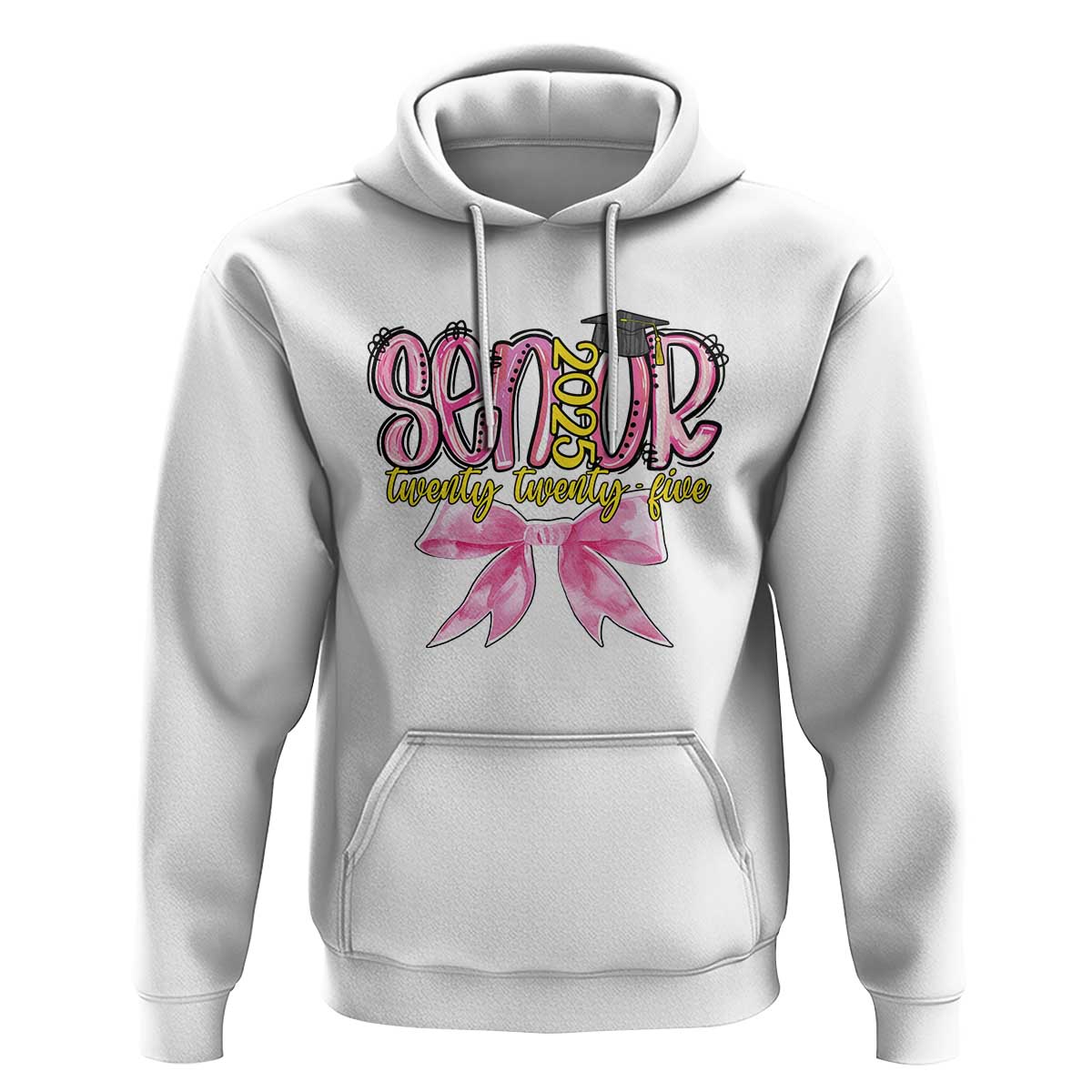 Funny Senior EST 2025 Graduation Hoodie Twenty Twenty Five Pink Bow