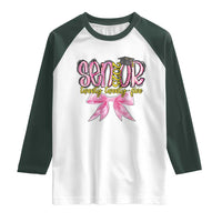 Funny Senior EST 2025 Graduation Raglan Shirt Twenty Twenty Five Pink Bow