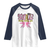 Funny Senior EST 2025 Graduation Raglan Shirt Twenty Twenty Five Pink Bow