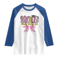 Funny Senior EST 2025 Graduation Raglan Shirt Twenty Twenty Five Pink Bow