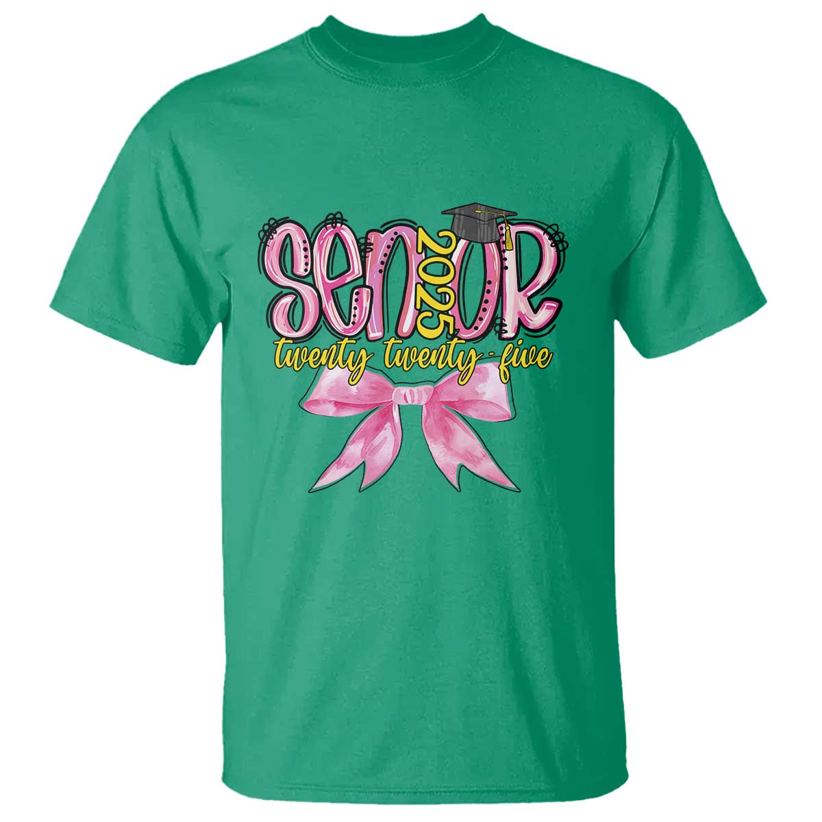 Funny Senior EST 2025 Graduation T Shirt Twenty Twenty Five Pink Bow