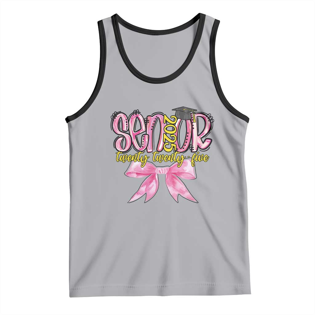 Funny Senior EST 2025 Graduation Tank Top Twenty Twenty Five Pink Bow