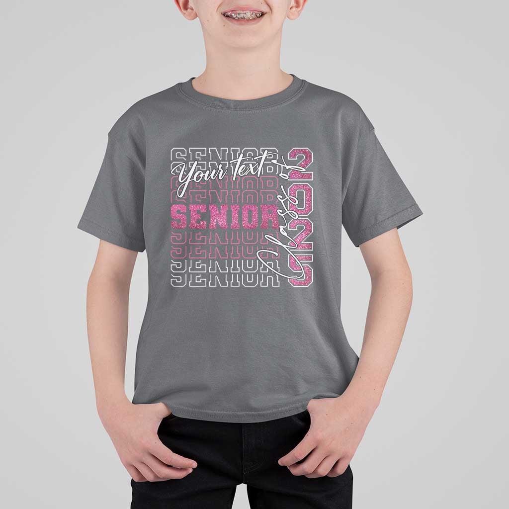 Personalized Senior 2025 T Shirt For Kid Custom Text Class Of 2025 Graduation Glitter Print