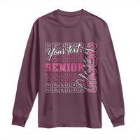 Personalized Senior 2025 Long Sleeve Shirt Custom Text Class Of 2025 Graduation Glitter Print
