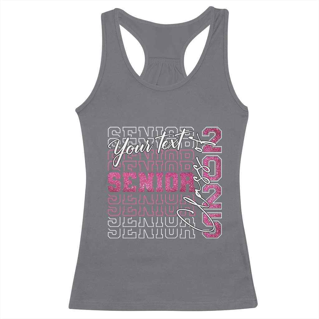 Personalized Senior 2025 Racerback Tank Top Custom Text Class Of 2025 Graduation Glitter Print