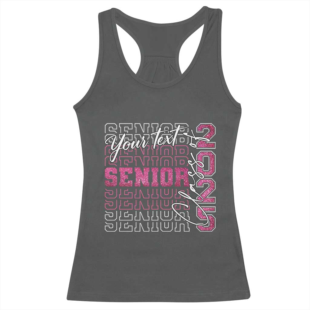 Personalized Senior 2025 Racerback Tank Top Custom Text Class Of 2025 Graduation Glitter Print