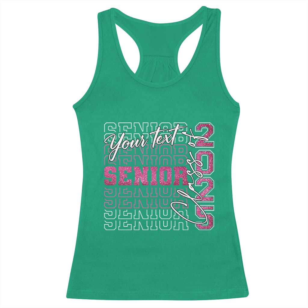 Personalized Senior 2025 Racerback Tank Top Custom Text Class Of 2025 Graduation Glitter Print