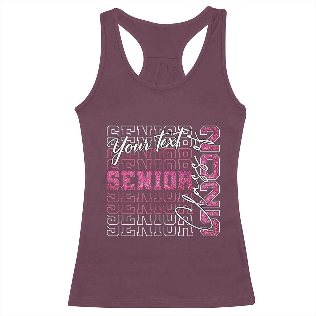 Personalized Senior 2025 Racerback Tank Top Custom Text Class Of 2025 Graduation Glitter Print