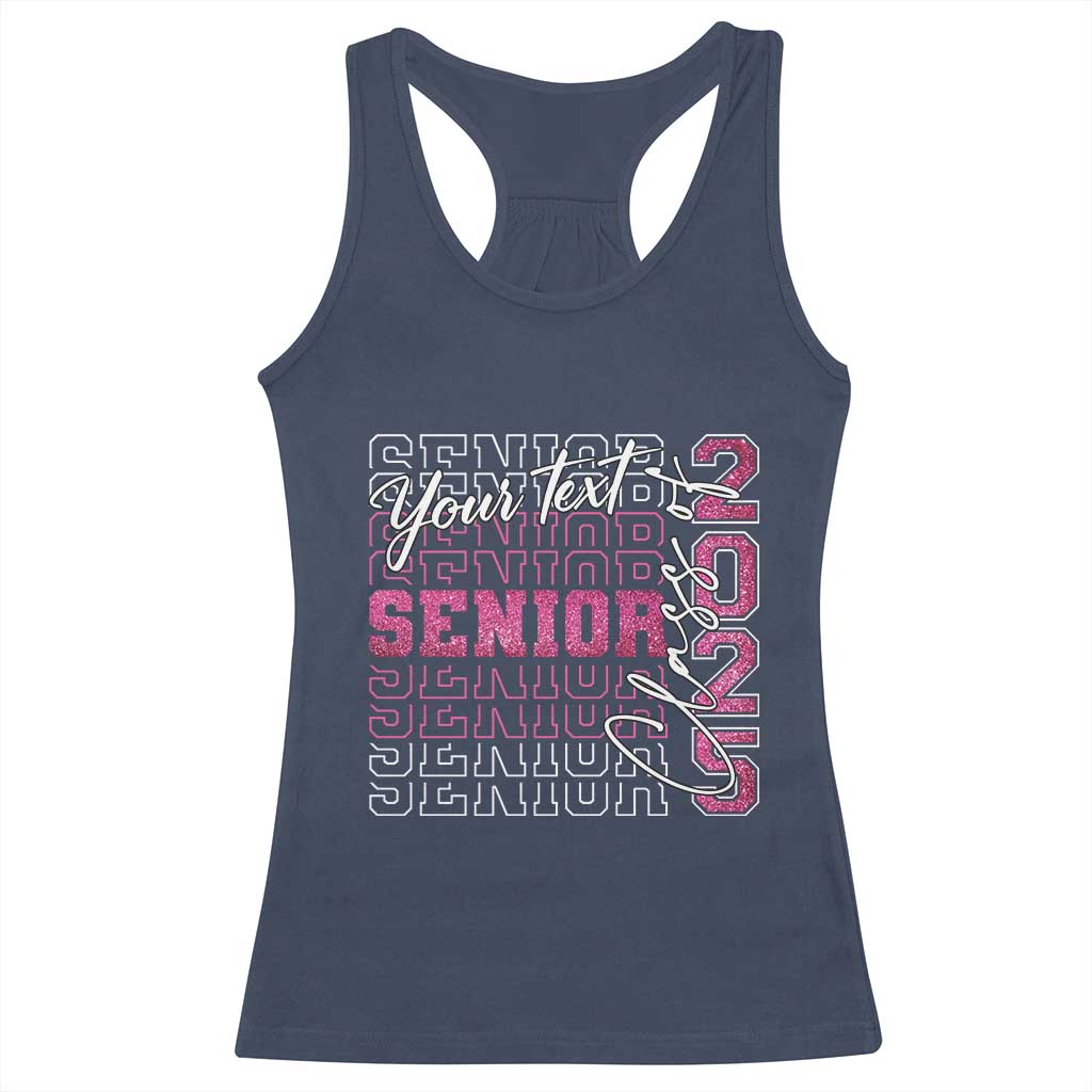 Personalized Senior 2025 Racerback Tank Top Custom Text Class Of 2025 Graduation Glitter Print