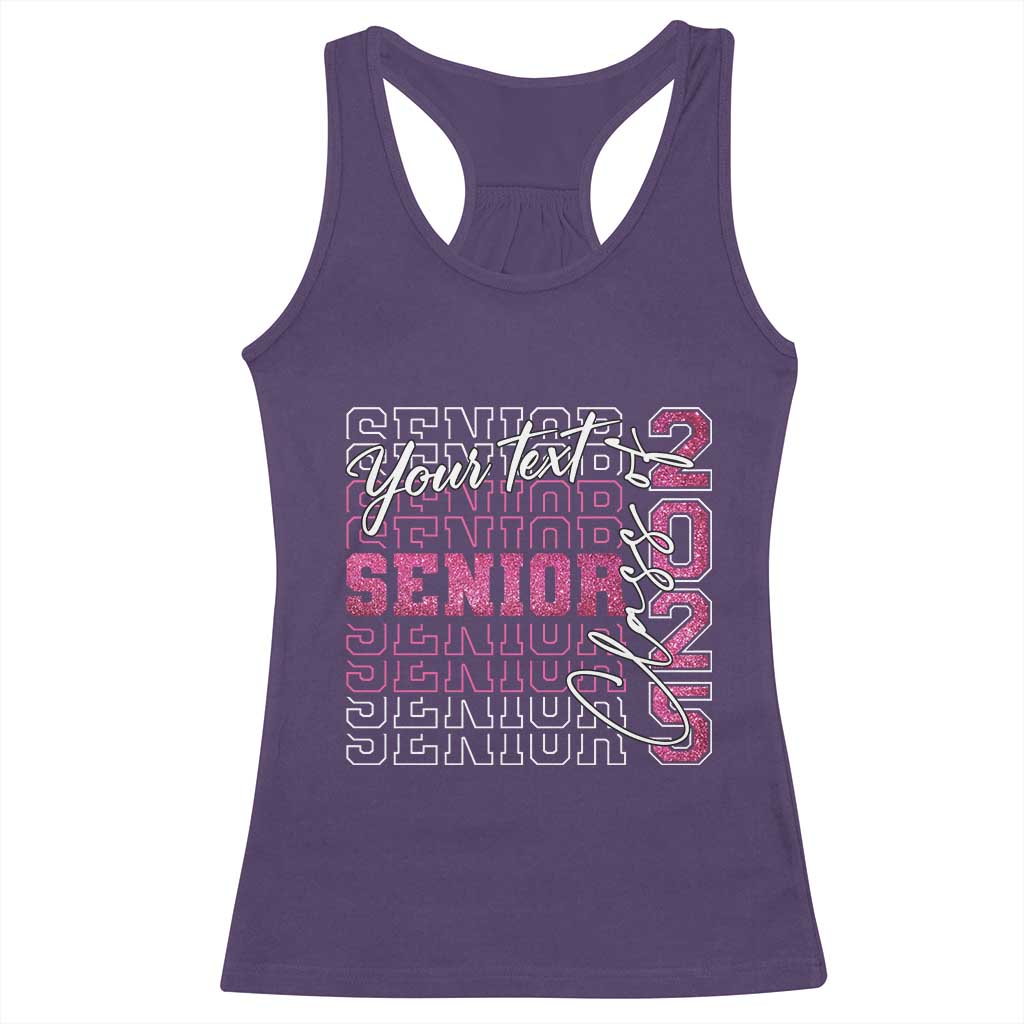 Personalized Senior 2025 Racerback Tank Top Custom Text Class Of 2025 Graduation Glitter Print