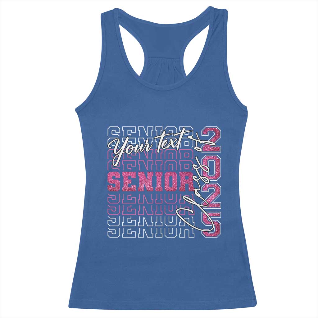 Personalized Senior 2025 Racerback Tank Top Custom Text Class Of 2025 Graduation Glitter Print