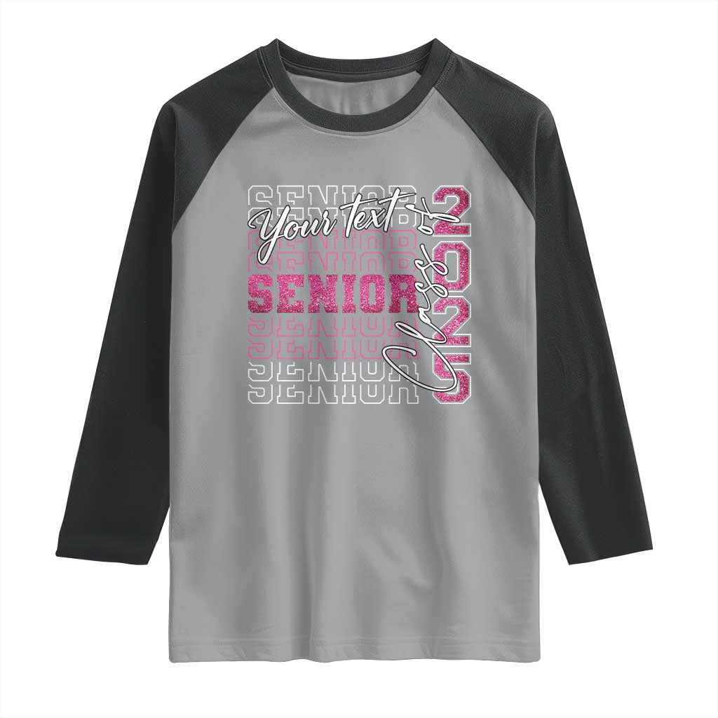 Personalized Senior 2025 Raglan Shirt Custom Text Class Of 2025 Graduation Glitter Print