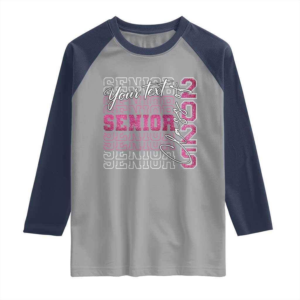 Personalized Senior 2025 Raglan Shirt Custom Text Class Of 2025 Graduation Glitter Print