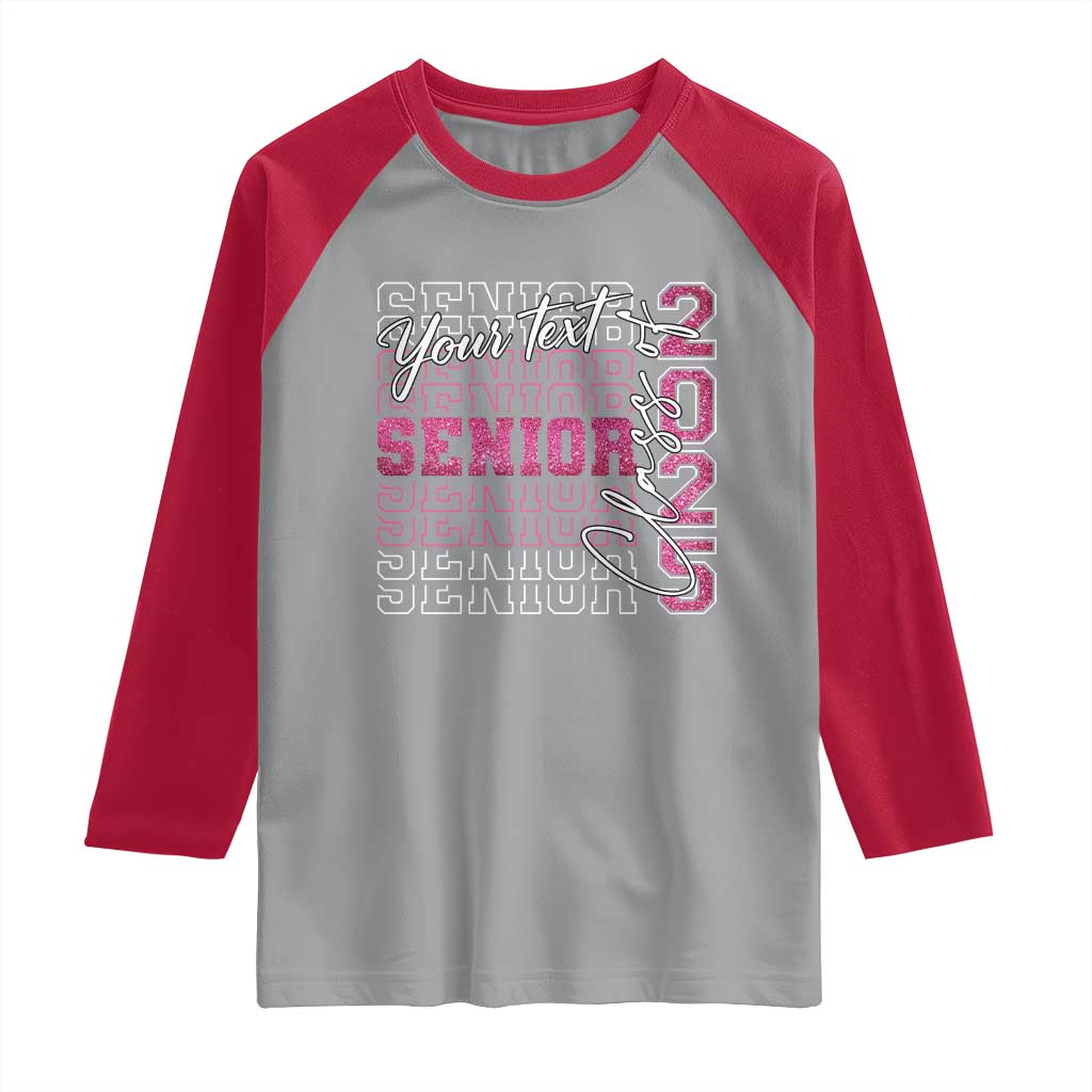 Personalized Senior 2025 Raglan Shirt Custom Text Class Of 2025 Graduation Glitter Print