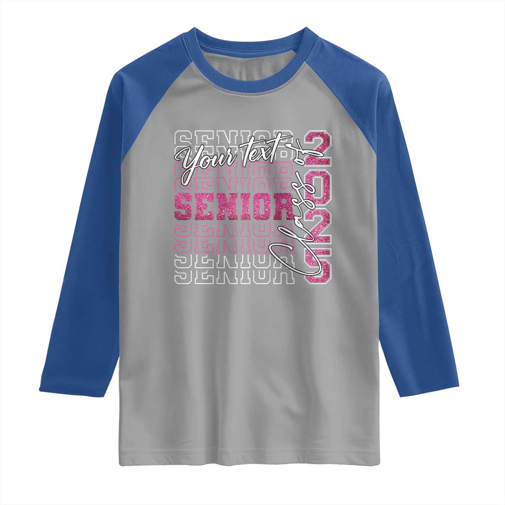 Personalized Senior 2025 Raglan Shirt Custom Text Class Of 2025 Graduation Glitter Print