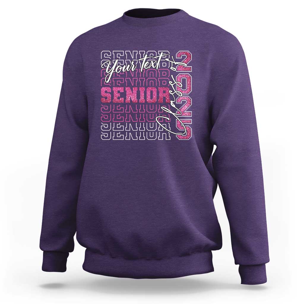 Personalized Senior 2025 Sweatshirt Custom Text Class Of 2025 Graduation Glitter Print