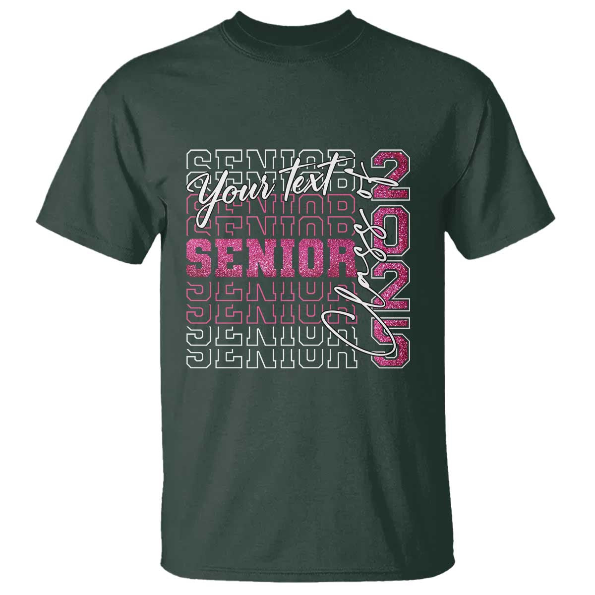 Personalized Senior 2025 T Shirt Custom Text Class Of 2025 Graduation Glitter Print