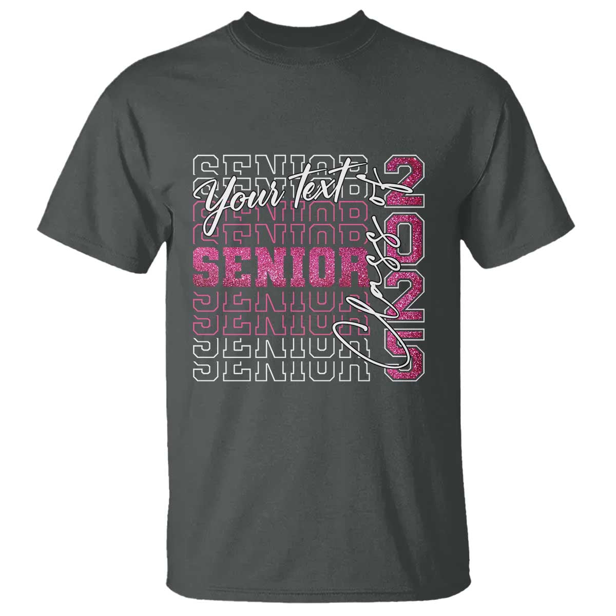 Personalized Senior 2025 T Shirt Custom Text Class Of 2025 Graduation Glitter Print