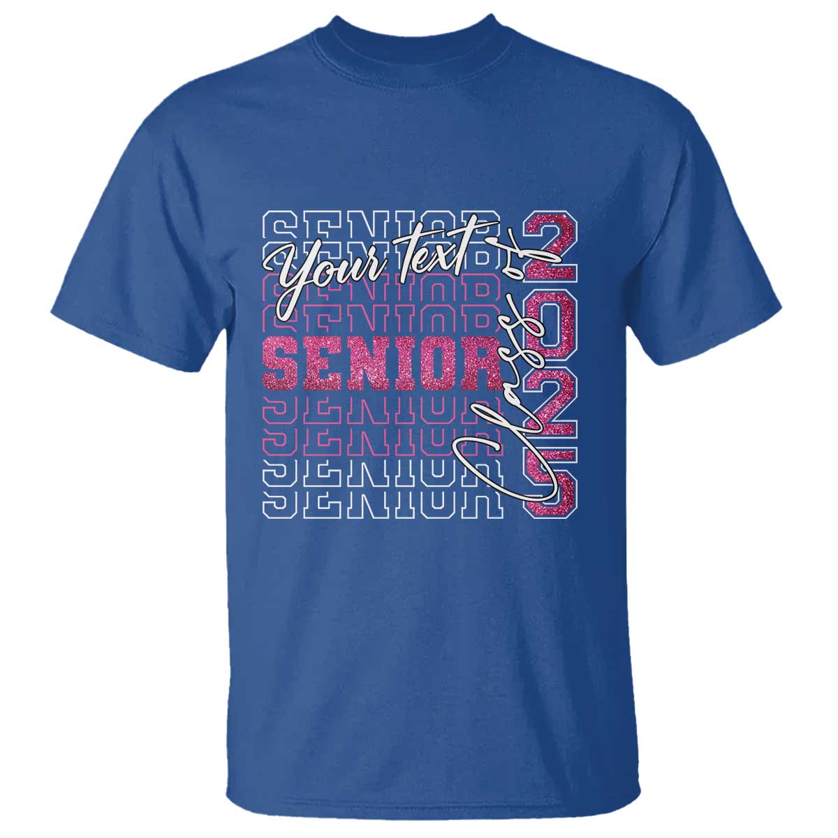 Personalized Senior 2025 T Shirt Custom Text Class Of 2025 Graduation Glitter Print