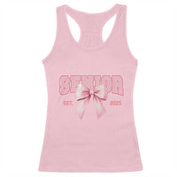 Funny Senior EST 2025 Graduation Coquette Racerback Tank Top