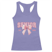 Funny Senior EST 2025 Graduation Coquette Racerback Tank Top